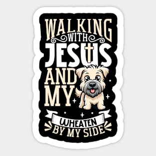 Jesus and dog - Soft-coated Wheaten Terrier Sticker